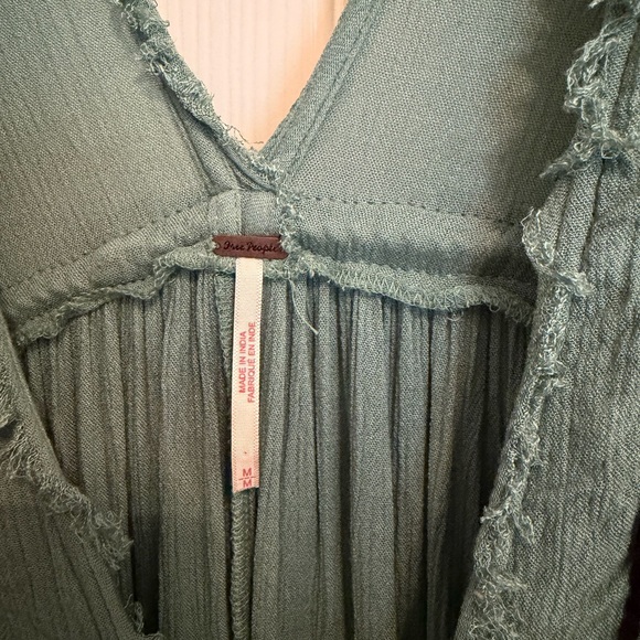 Free People Sea Green Maxi Dress with Black Floral Embroidery - Picture 4 of 8